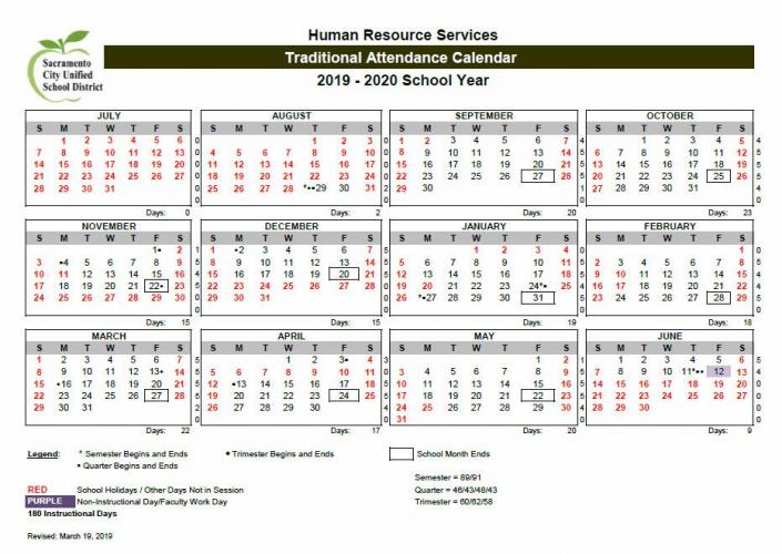 scusd calendar 2021 2020 2021 Traditional Attendance Calendar John F Kennedy High School scusd calendar 2021